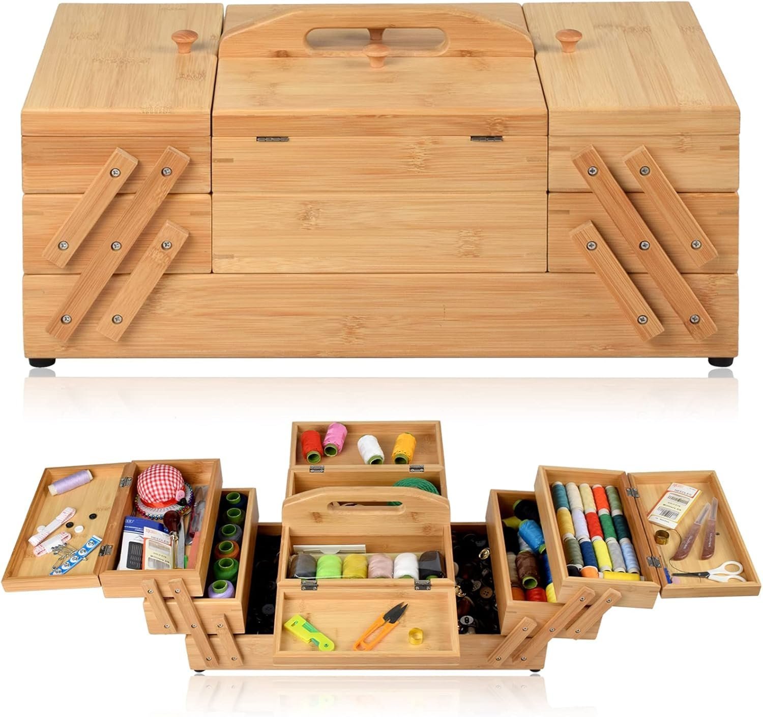 Wooden Sewing Box Organizer